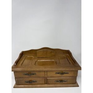 Vintage 1970s Desktop Organizer/ Jewelry‎ Box 3 Drawer Velvet J Imports Taiwan